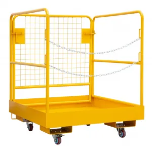 36"x36" Forklift Safety Cage – 1200-LB Capacity Heavy-Duty Steel Aerial Work Platform with 4 Universal Wheels & Fold-Down Design