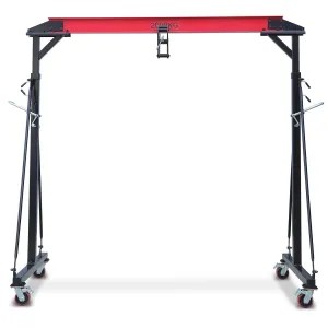 Gantry Crane 4400LBS Capacity Adjustable Height Heavy Steel Triangular Base Portable 360° Locking Wheels Workshop Garage