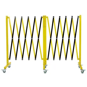 16FT Industrial Metal Expandable Barricade with Casters for Construction Area Traffic Control Portable Retractable Traffic Fence