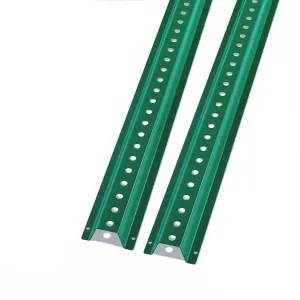 7.8FT U-Channel Sign Post 2-Pack, Heavy Duty Steel Fence for Garden, Farm, Traffic Intersection, Green