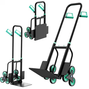 Heavy Duty Stair Climbing Dolly 440Lbs Capacity 3-Wheel Design Foldable Steel Frame Retractable Handle Non-Slip Grip for Moving Delivery