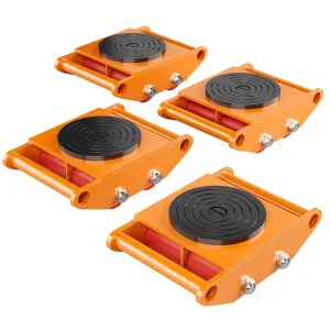 4PCS Machinery Skates Heavy Duty Machine Moving Dolly with 360° Rotation Disc and 4 PU Wheels for Equipment Moving, 6T Capacity, Orange