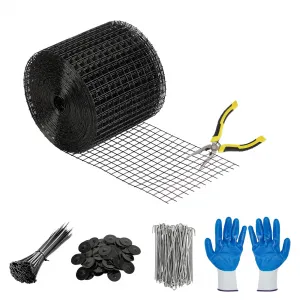 Solar Panel Bird & Critter Guard Kit 6“ x 50‘ PVC Coated Wire Mesh 1/2" Critter-Proof Mesh Includes Fasteners Gloves Pliers Outdoor Protection