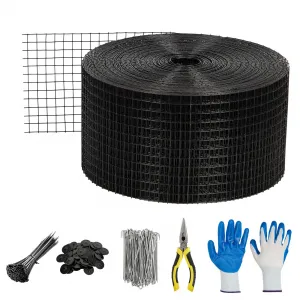 Solar Panel Bird & Critter Guard Kit 6"x120’ PVC Coated Wire Mesh ½-Inch Grid DIY Installation Fastener Clips Cable Ties for Outdoor Solar Protection