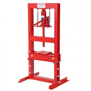 6-Ton Hydraulic H-Frame Shop Press - Heavy-Duty Garage Floor Press with Stamping Plates, Adjustable 3.15"-10.28" for Bending, Straightening, and Installing Bearings & U-Joints, Red
