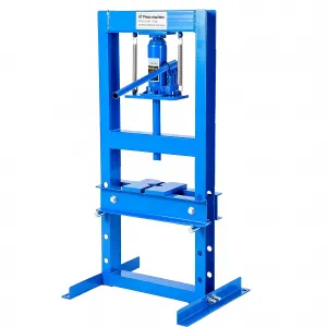 6-Ton Hydraulic H-Frame Shop Press - Heavy-Duty Garage Floor Press with Stamping Plates, Adjustable 3.15"-10.28" for Bending, Straightening, and Installing Bearings & U-Joints, Blue
