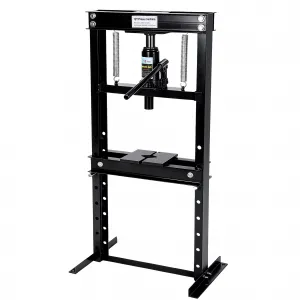 12 Ton H-Frame Hydraulic Shop Press, Garage Floor Press with Adjustable Height (3.54" to 24.8"), Stamping Plates, Built-In Relief Valve for Bending, Straightening, Bearings, and U-Joints, Black