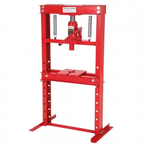 12 Ton H-Frame Hydraulic Shop Press, Garage Floor Press with Adjustable Height (3.54" to 24.8"), Stamping Plates, Built-In Relief Valve for Bending, Straightening, Bearings, and U-Joints, Red