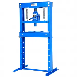 20-Ton Hydraulic H-Frame Shop Press - Adjustable Table (4.53” to 27.4”) with Stamping Plates for Auto Repair, Garage Use, and Metalworking, Blue
