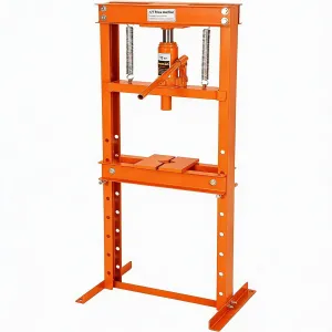 12 Ton H-Frame Hydraulic Shop Press, Garage Floor Press with Adjustable Height (3.54" to 24.8"), Stamping Plates, Built-In Relief Valve for Bending, Straightening, Bearings, and U-Joints, Orange