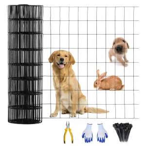 16-Gauge Welded Wire Mesh - 24"x60' Steel Hardware Cloth w/Gloves & Plier (Rust-Resistant for Garden Fencing/Pet Enclosures)