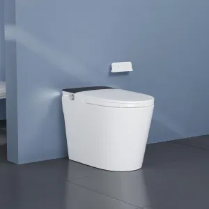 Smart Toilet with Built-In Bidet, Auto & Foot Sensor Flush, Instant Warm Water, Heated Seat, LED Display, Ambient Light, One-Piece for Bathroom