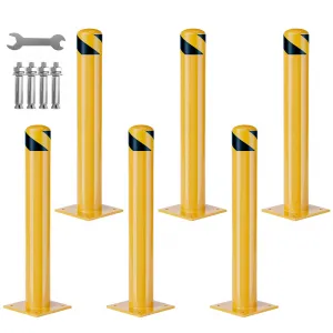 Heavy Duty Steel Safety Bollards 36 In, Removable Parking Bollards for Warehouse Garage, Reflective Tape, Anchor Bolts Included, Yellow