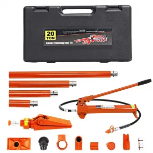 20 Ton Porta Power Kit Heavy Duty Hydraulic Ram with Secure Transport Case for Auto Shop Frame Repair, Orange