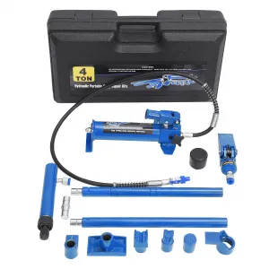 4 Ton Hydraulic Jack & Porta Power Kit with 4.6 ft Oil Hose for Automotive, Garage, Farm, Heavy Equipment, Mechanics - Durable, Portable, Heavy Duty