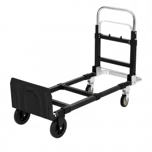 660 LBS Capacity Folding Hand Truck Heavy Duty 2-in-1 Carbon Steel Collapsible Dolly Cart with Elastic Straps, Puncture-Proof Wheels, Swivel Casters for Moving