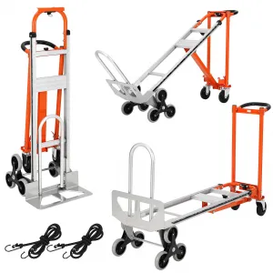 3 in 1 Convertible Hand Truck Dolly with Stair Climber Wheels, 770lbs Load Capacity, Aluminum Folding Cart, Elastic Straps, Multi-Scene Use