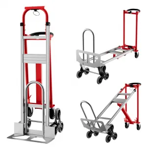 3 in 1 Stair Climbing Dolly Heavy Duty 770lbs Capacity Convertible Cart Elastic Straps Collapsible for Home Office Warehouse