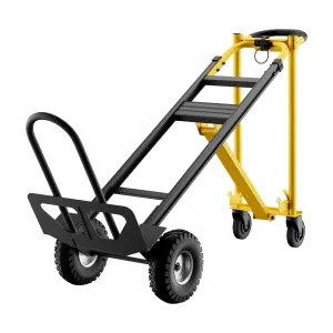 3-in-1 Heavy Duty Convertible Hand Truck Dolly Cart, 800 lbs Capacity, Foldable, Durable Steel, Multi-Functional, Yellow+Black, for Moving & Travel