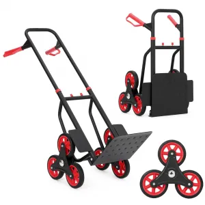 Stair Climbing Cart with 6 Wheels, Telescoping Handle, 330lb Capacity, Iron Frame, Elastic Ropes, Foldable, for Home & Warehouse Use