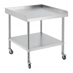 30"L x 30"W x 30"H Equipment Grill Stand Table NSF-Certified 400 lbs Capacity Adjustable Legs Stainless Steel 2" Edge Baffle Rounded Corners Commercial Kitchen