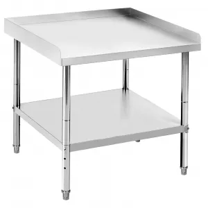 30"L x 30"W x 30"H Stainless Steel Grill Stand Table Adjustable Legs NSF Certified 400 Lbs Capacity Spill-Proof Baffle Commercial Kitchen Restaurant