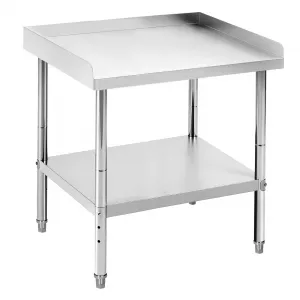 28"L x 24"W x 30"H Stainless Steel Grill Stand Table Inch NSF Certified Adjustable Legs 400 Lbs Capacity 2" Edge Baffle Rounded Safety Edges Commercial Kitchen