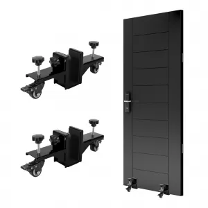 2 Piece Door Installation Kit Heavy Duty 750 Lbs Load Adjustable 0-1.89 Inch Thickness Q235 Steel Wheels Brake Solo Use Commercial Residential