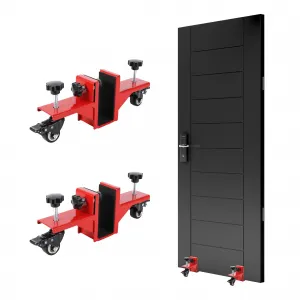 2 Piece Door Installation Kit Heavy Duty 750 Lbs Load Capacity Adjustable 0-1.89 Inch Thickness Q235 Steel 360° Wheels Brake Commercial Residential