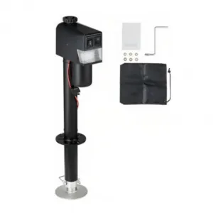 3500 lbs RV Electric Power Tongue Jack - 12V DC with Adjustable Height 10"-34", Waterproof Cover and Wiring for Trailers, Horse Trailers, Utility Trailers, and Yachts, Black