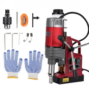 1550W Magnetic Drill Press, 1.57 Inch Max Drilling Diameter, High-Torque Motor, 13000N Magnetic Force, 10-Speed Variable, Twist Drill Adapter for Metalwork