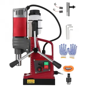 Magnetic Drill Press - 1.57" Boring Diameter, 820 RPM, 2922 lbf/13000N, 1450W Portable Drill Kit with 10-Speed Adjustment, Double Dovetail, and Adapter for Home and Industrial Use