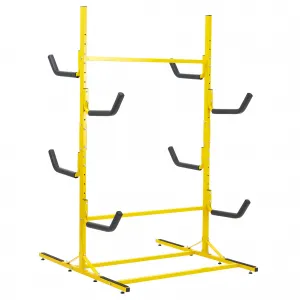 Kayak Storage Rack Heavy-Duty Steel Kayak Stand for 4 Kayaks Indoor Outdoor Adjustable Width, Black