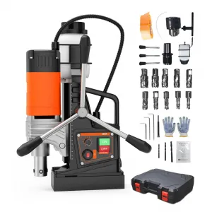 Mag Drill Press 1650W Portable Magnetic Drill 1.57" Boring Diameter 10-Speed 810 RPM with Drill Bits