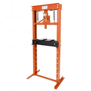 12-Ton Hydraulic Shop Press - H-Frame with Adjustable Height, Movable Plates, and Dust Cover for Garage and Professional Use, Orange