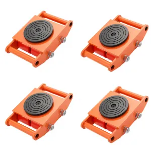 Industrial Heavy Duty Skate Dolly 6-12 Ton Capacity 360° Swivel Casters Carbon Steel Frame Non-Slip Tray 4 PU Wheels for Factories & Warehouses