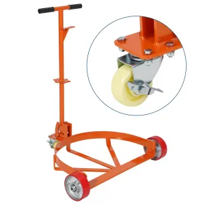 55 Gallon Drum Dolly with Labor-Saving Handle,1200Lbs Capacity, Oil Drum Cart with 3 Smooth-Rolling Wheels & Brake Wheels , Heavy Duty q235 Steel Barrel Drum Dollies for Garages Warehouse Works