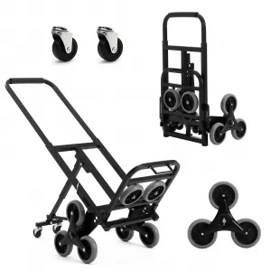 330 LBS Stair Climbing Dolly with 10 Wheels, Folding Design, Telescoping Handle, Heavy-Duty Steel, Easy Use, Office & Warehouse Moving