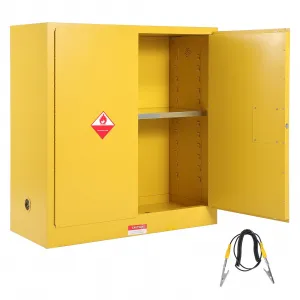 30 Gallon Hazardous Storage Cabinet Cold-Rolled Steel Fire Resistant Flammable Liquid Storage Adjustable Shelf Ventilation Grounding 3-Point Lock Workshop Garage