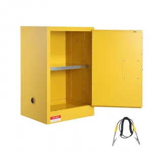 12 Gallon Flammable Safety Cabinet Cold-Rolled Steel Fire Resistant with Ventilation Spill Tray Grounding Adjustable Shelf Industrial Workshop Garage