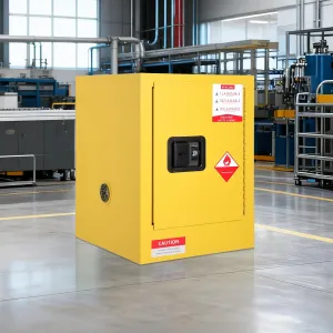 2 Gallon Flammable Storage Cabinet Cold-Rolled Steel Fire Resistant Spill Tray Ventilation Grounding Adjustable Shelf Workshop Garage