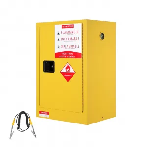 16 Gallon Flammable Safety Cabinet Fire-Resistant Steel Auto Closing Door Adjustable Shelves Ventilation Grounding Industrial Use