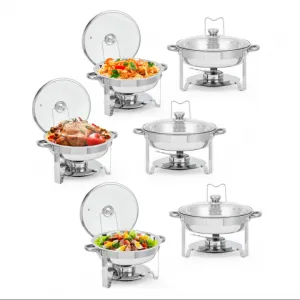 Chafing Dishes Buffet Set Of 6 5 QT Stainless Steel Silver For Catering Parties Weddings