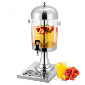 2.2 Gallon Beverage Dispenser with Ice Core Stainless Steel Cold Drink Dispenser for Parties Weddings Events Compact Size Silver
