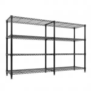 4-Tier Metal Wire Storage Rack Adjustable Shelves 1060 lbs Capacity Carbon Steel Rust-Resistant Non-Slip Feet Commercial Kitchen Pantry Garage