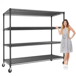 59"W Storage Shelves 2640LBS Heavy Duty Garage Shelving Units with Wheels and Adjustable Shelf, 4-Tiers Wire Shelving Rack for Garage Pantry Kitchen Warehouse Industrial