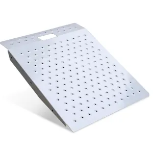 Shed Ramp Heavy Duty 750 LBS Capacity Non-Slip Punch Plate Stainless Steel Rust-Resistant Wide 24 in Handle Hole for Garage Barns