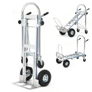 Aluminum Truck 3-in-1 Utility Cart 1000 LBS Load Capacity Heavy Duty Portable Dolly with 10" Wheels Folding Hand Truck for Moving and Shopping