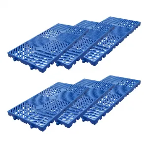 6-Pack Plastic Pallets HDPE Storage Pallets Waterproof Ventilated Grid Interlocking Design Slip Resistant Lightweight for Basement Garage Outdoor