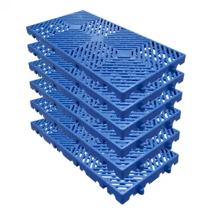HDPE Plastic Pallets - 23.6"x11.8"x1.18" - Lightweight, Waterproof, Dampness-Proof, Ventilated Grid Floor Pallets - Ideal for Basement, Garage, Kitchen, Outdoor Storage - Set of 12, Blue